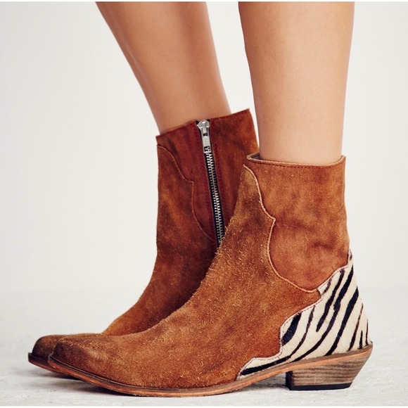 Free People Shoes - Free People Last Outlaw Calf Hair Ankle Boots Zebra Western 37 / US 6.5 Boho